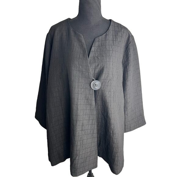 QVC Susan Graver Regular Textured Woven Swing Jacket NWOT BLACK SIZE L - Picture 2 of 8